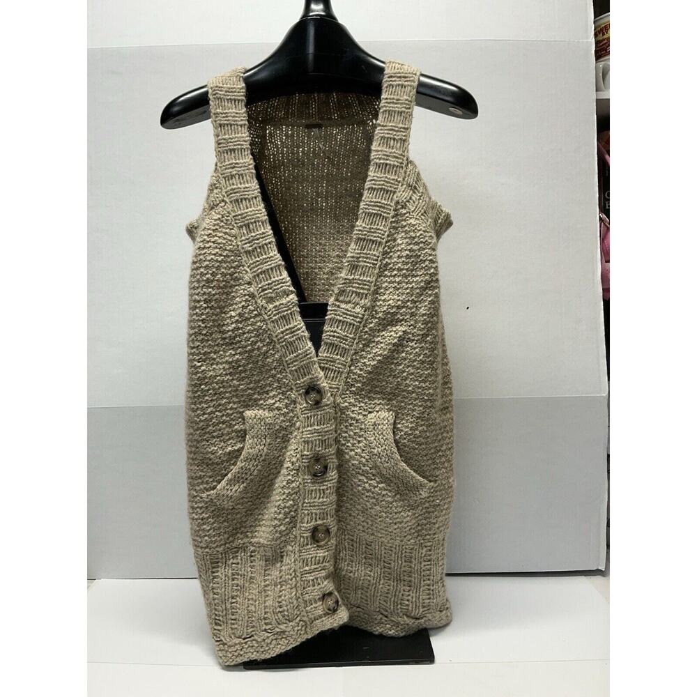 Free People Beige Long Cardigan Vest Size‎ Medium